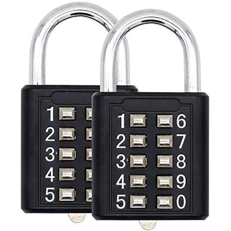 TEMEILI MIONI 10 Digit Push Button Combination Padlock, 5 Digit Locking Mechanism,Blue (2 Black) - Image 1